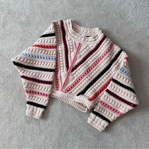 Callahan Textured Knit Sweater with Multicolor Stripes